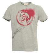 Grey T-Shirt with Large Red Logo