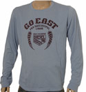 Diesel Light Blue Long Sleeve T-Shirt with Burgundy Go East For Successful Living Logo
