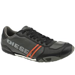 Diesel Male Solar Leather Upper in Black and Grey