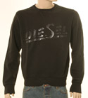 Diesel Mens Black Cotton Sweatshirt with Shiny Logo