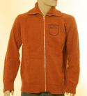 Diesel Mens Diesel Rust with Navy Stitched Logo Full Zip High Neck Wool Mix Sweater