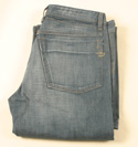 Mens Faded Denim With Distressed Patches Button Fly Bootleg Jeans 34 Leg