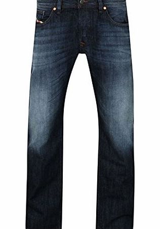 Mens Larkee 823G Jeans Relaxed Straight Fit Five Pockets Casual Trausers Dark Denim 34 L30