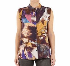 Multi-colour patterned sleeveless shirt