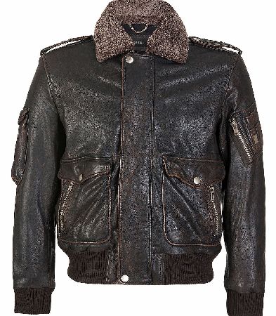 Diesel Tarun Brown Leather Jacket
