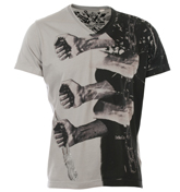 Trent Grey V-Neck T-Shirt with Black Design