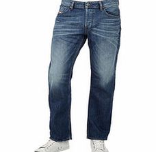 Waykee mid blue cotton straight jeans