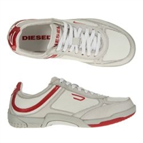 diesel White and Red Trainers