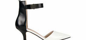 Womens black and white leather heels