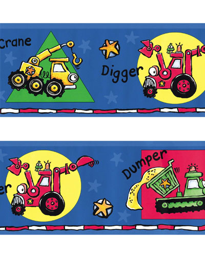 Crane Dumper Trucks Self Adhesive Wallpaper Border