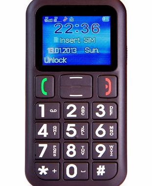 Big Button Easy to use Senior Citizen Mobile Phone for the elderly - Sim-Free, with FM radio and Torch function - SOS button and large easy to read display - Black