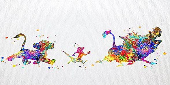 Dignovel Studios A4 The Lion King Simba Timon Pumbaa watercolour Art Print New Baby Gift Baby Shower Nursery Decor Kids watercolour print Birthday Gift N251-Unframed