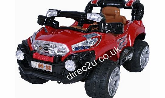 direc2u Kids Jeep style electric ride-on car, 2 motors, remote, LED, new model in Red