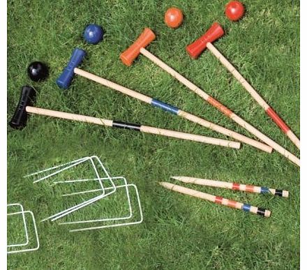 Wooden Croquet Set Outdoor Traditional Garden Game