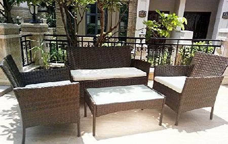 Direct Online Houseware 4pcs Effect Rattan Outdoor/Indoor Garden Coffee Table And Chairs Set (Dark Brown)