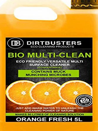 Dirtbusters Bio Multi Clean Eco Orange General Purpose Multi Surface Cleaner For Eco Friendly Bio Degradable Cleaning On All Surfaces Floors Walls Glass Kitchen Bathroom. 5 Litre Concentrate (1)