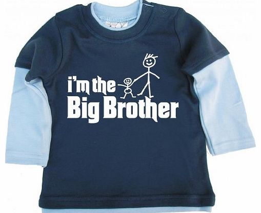 - Im the Big Brother - Baby Clothing, Layered Skater Top, Dusty & Pale Blue, 24/36 months