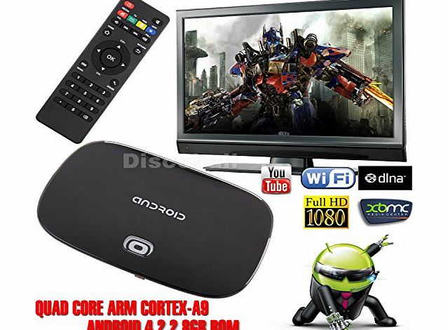 discoball XBMC Smart TV Box Android 4.2 Quad Core Network Media Streamer 8GB Movie Sports