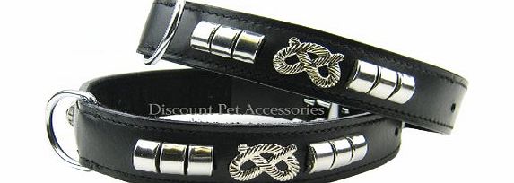 STAFFORDSHIRE BULL TERRIER LEATHER DOG COLLAR CHROME SUEDE PADDED (20`` (50cm))
