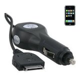 Discountextras Premium Quality Car Charger For Apple: iPhone, iPhone 3G, iPod 3G, iPod 4G, iPod Classic, iPod Color