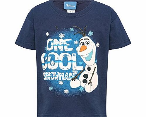 Disney Boys Disney Frozen Olaf Character Short Sleeve One Cool Snowman Slogan T-Shirt Navy 1 1/2-2Yrs