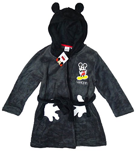 Boys Disney Mickey Mouse Hooded Bath Robe Dressing Gown with Ears 3 4 6 8 Years