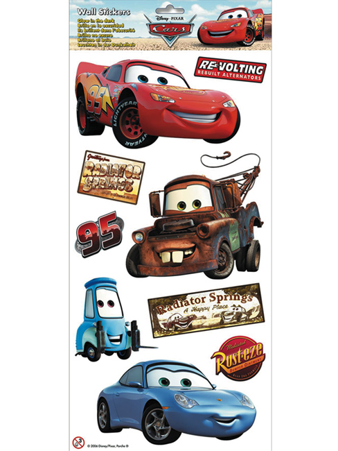 Disney Cars Glow In The Dark Wall Stickers 9 pieces