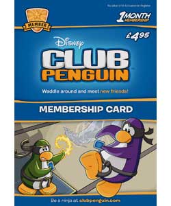 Disney Club Penguin 1 Month Membership Card
