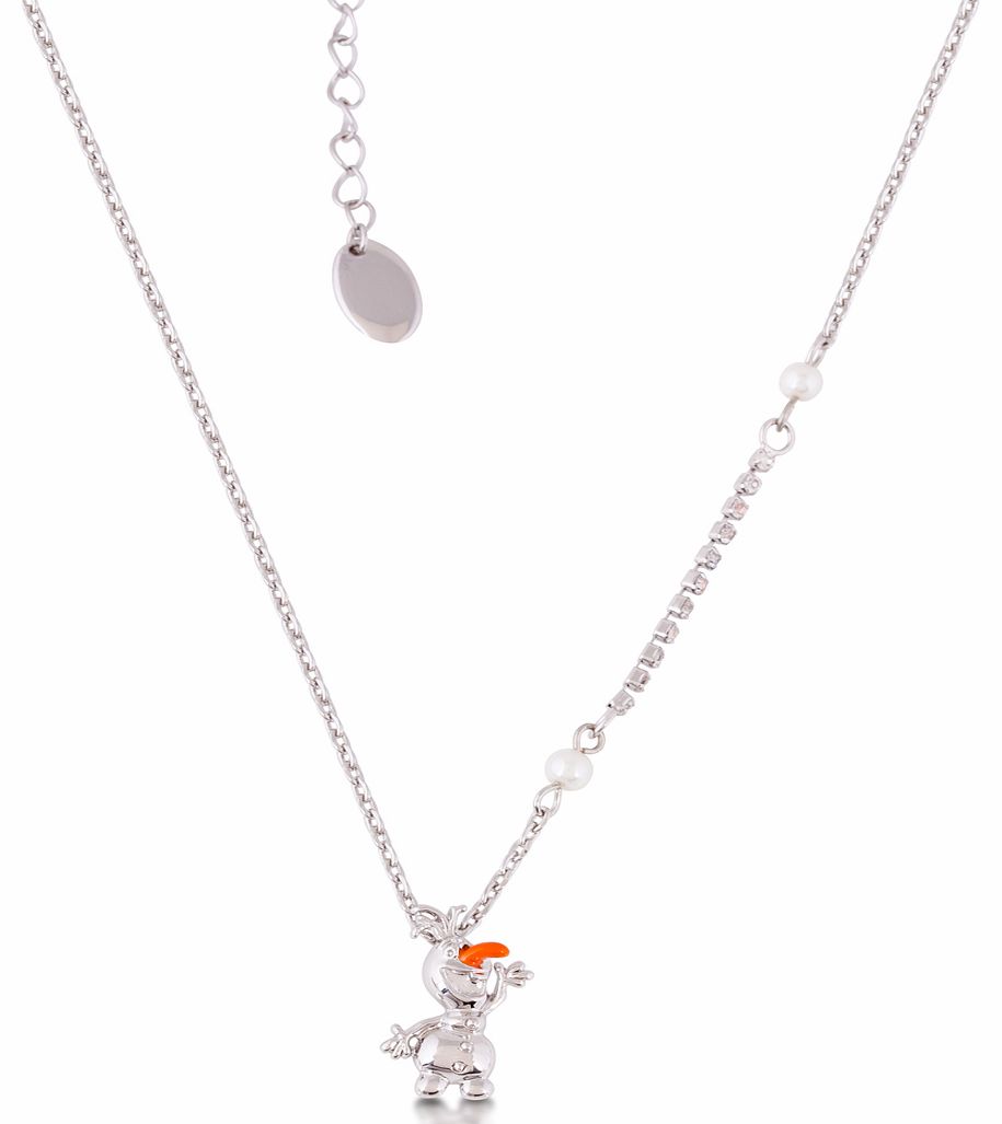 Disney Couture 14kt White Gold Plated Frozen Olaf 3D Necklace