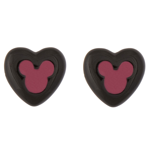 Black Pearl Heart Minnie Mouse Mawi Stud