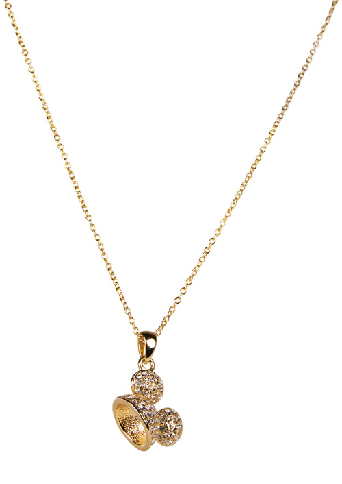 Gold Plated and Diamante Mickey Ears Necklace
