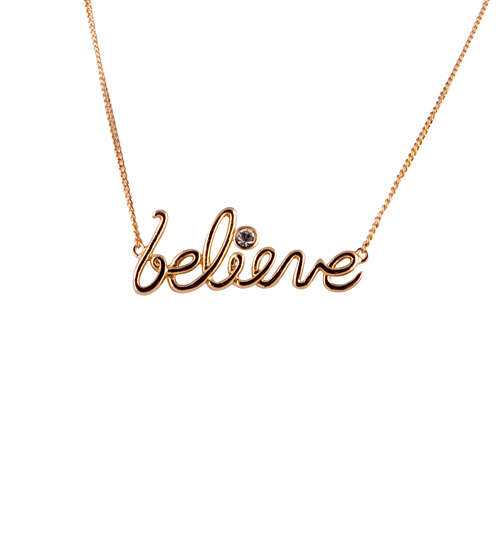 Gold Plated Believe Tinkerbell Necklace from
