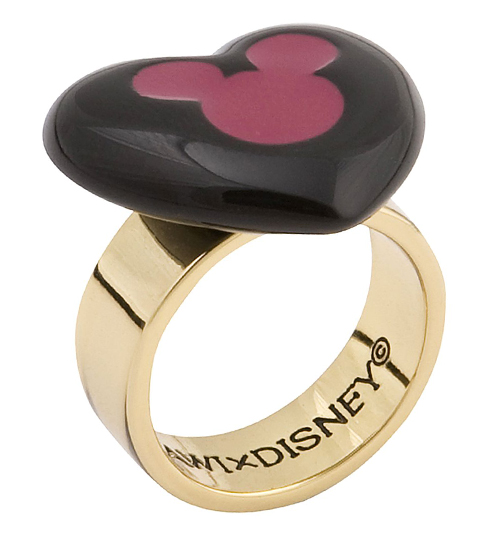 Gold Plated Black Pearl Heart Minnie Mouse Mawi