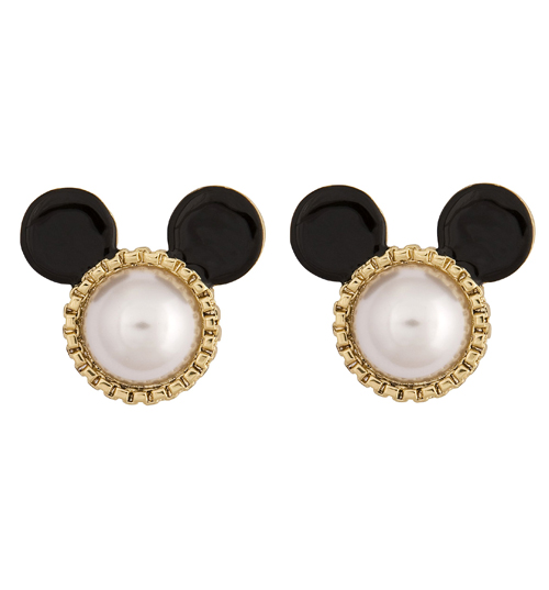 Gold Plated Ivory Pearl Minnie Mouse Mawi Stud