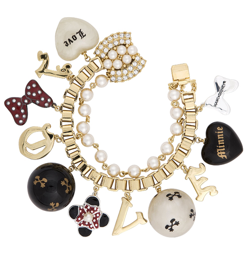 Gold Plated Minnie Mouse Mawi Charm Bracelet