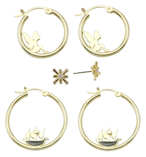 Gold Plated Set Of Three Tinkerbell Earrings