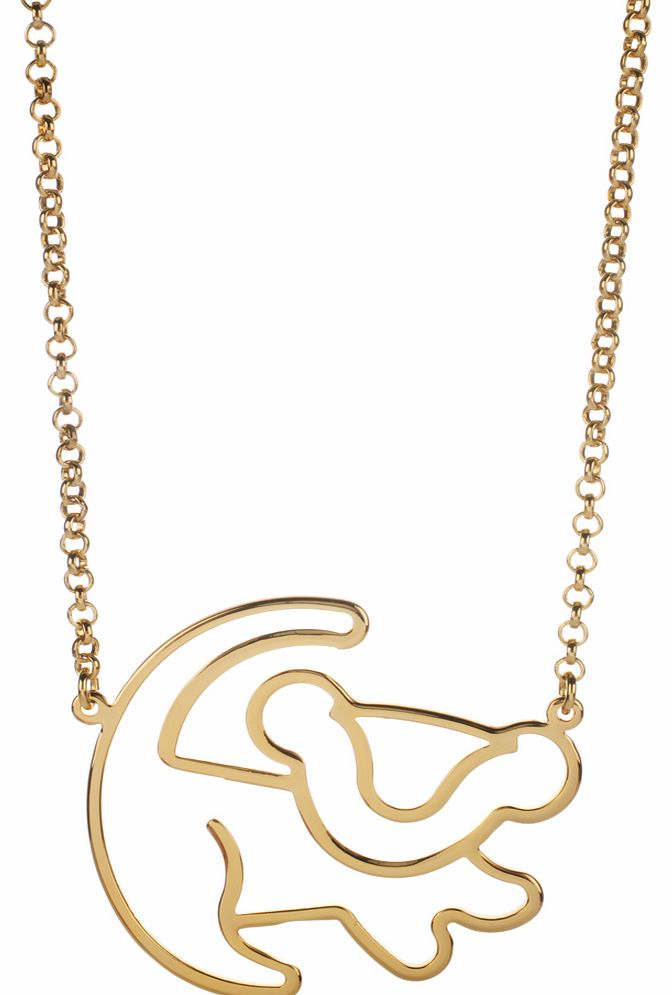 Gold Plated Simba Outline Lion King Necklace