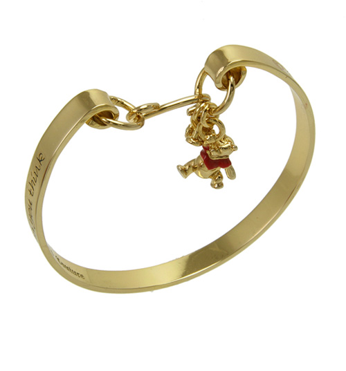 Gold Plated Winnie The Pooh Charm Bangle from