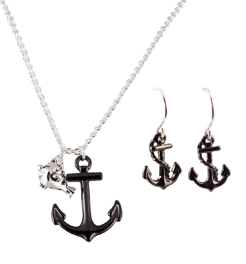 Little Mermaid Silver Anchor Necklace and