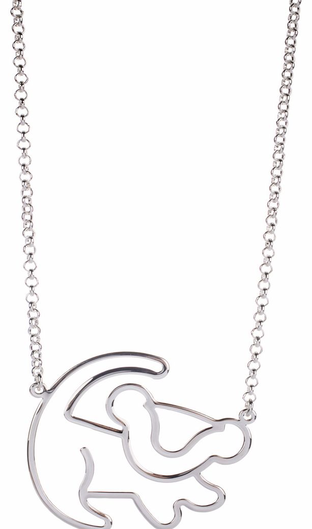 Platinum Plated Simba Outline Lion King Necklace