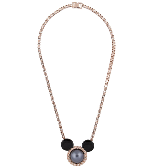 Rose Gold Plated Black Pearl Minnie Mouse Mawi