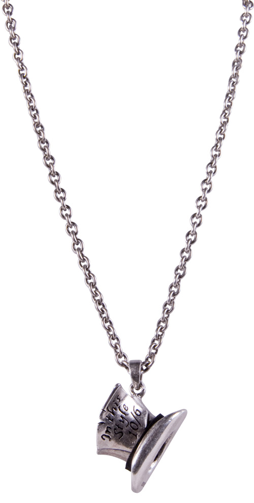 Silver Plated Mad Hatter Top Hat Necklace from