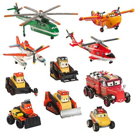  PLANES FIRE & RESCUE DELUXE FIGURE PLAY SET - Pontoon Dusty, Blade Ranger, Windlifter, Lil Dipper, Mayday, Dynamite, Avalanche, Blackout, Drip, Pinecone (PVC, Plastic)
