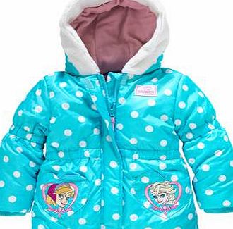 Disney Frozen Girls Fur Trim Puffer Coat - 3-4