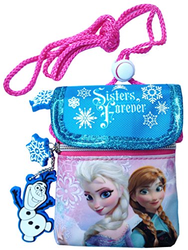 Disney Frozen Princess Elsa and Anna Neck Wallet, Money Pouch Mini Sling Bag Gift for Kids Girls