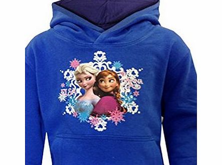 Disney Girls Official Disney Frozen Movie Anna Elsa Winter Fleece Hoody Hooded Top (5-6 years, ROYAL BLUE)