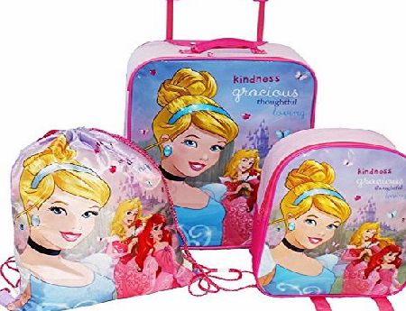 Disney KIDS BOYS GIRLS CABIN TROLLEY CASE SET WHEELED BAG SUITCASE HAND LUGGAGE (Princess)