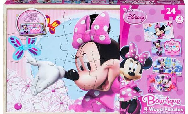 Disney Minnie Mouse 4 Wooden Puzzles in a Box