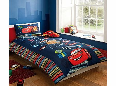 Disney Pixar Cars Glow In The Dark Blue Red Single Duvet Quilt Cover Bedding Set