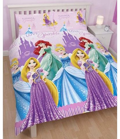 Princess Sparkle Double Rotary Duvet Cover + Sparkle 66`` x 72`` Curtains